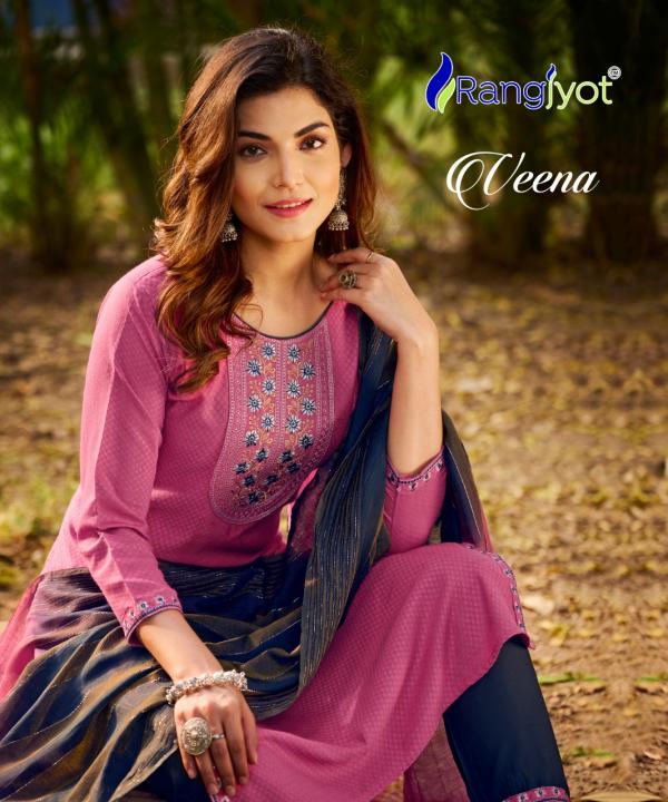 Rangjyot Veena Vol 1 Rayon Designer Excluisve Readymade Suit